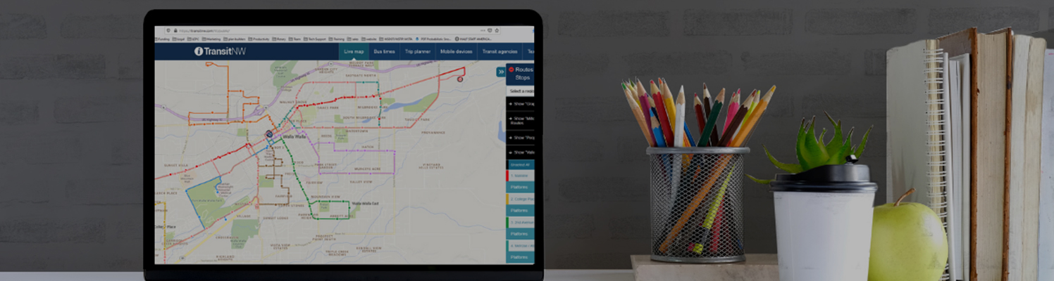 iTransitNW map featured on laptop sitting on a desk