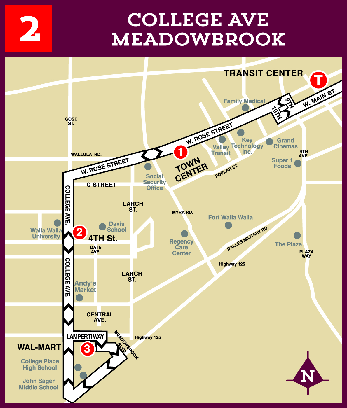 Route 2 COLLEGE AVE MEADOWBROOK