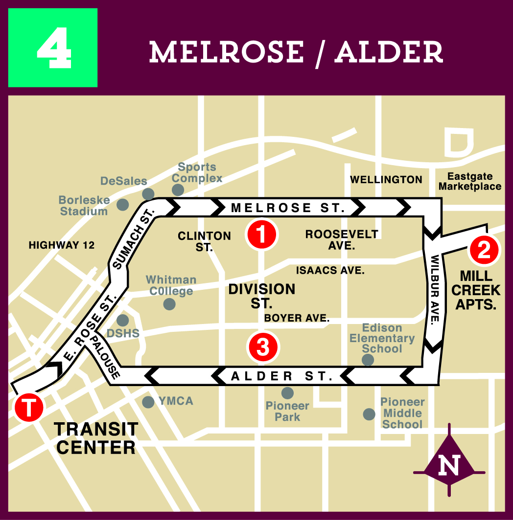 Route 4 Melrose or Alder